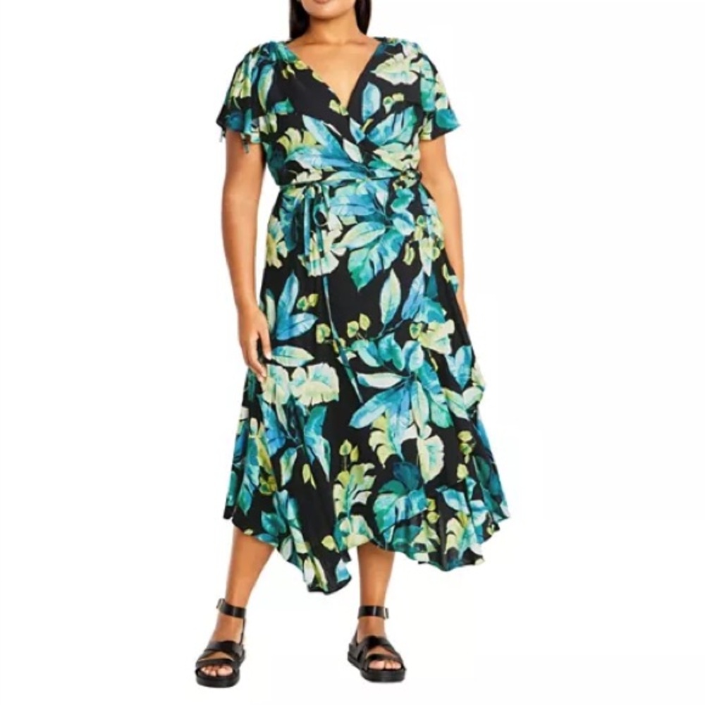 City Chic Plus Imogen Floral Maxi Wrap Dress XXXL NWT